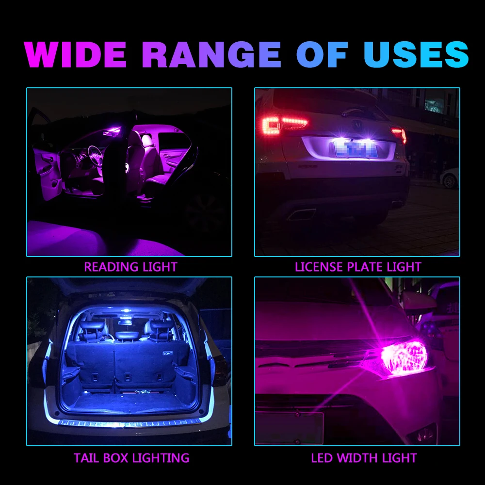 10PCS W5W LED T10 Car Light COB Glass Housing Auto Automobiles Wedge License Plate Lamp Interior Dome Reading Light t10 DRL Bulb image 4