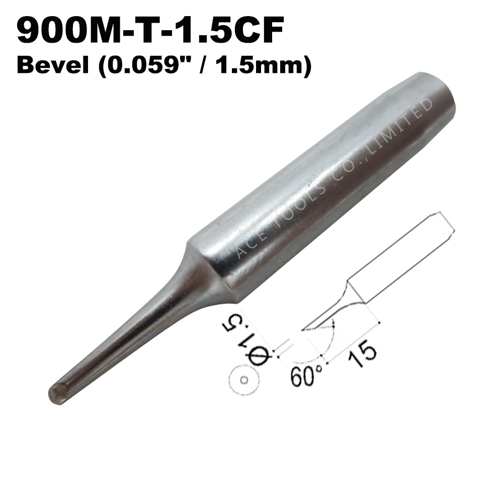 

Soldering Tip 900M-T-1.5CF Bevel 1.5mm for Hakko 936 907 Milwaukee M12SI-0 Radio Shack 64-053 Yihua 936 X-Tronics 3020 Iron Bit