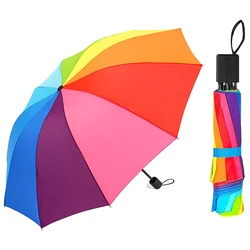 Rainbow Fold Umbrella Women and Men Non-automatic Umbrella Popular Creative Three Folding Adults Children Umbrella