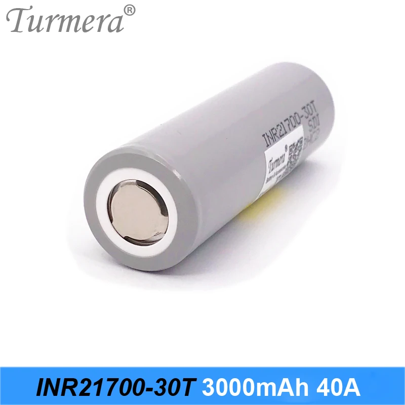Battery 21700 3000mah 40A INR21700-30T Rechargeable Lithium Battery for E-cigarette Vape and Screwdriver Vacuum Cleaner Turmera