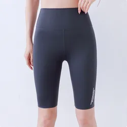 Leggings femininos de cintura alta, leggings da moda com cinco pontos para o verão, fino, com cintura alta, para glúteo, esportes, yoga, ciclismo