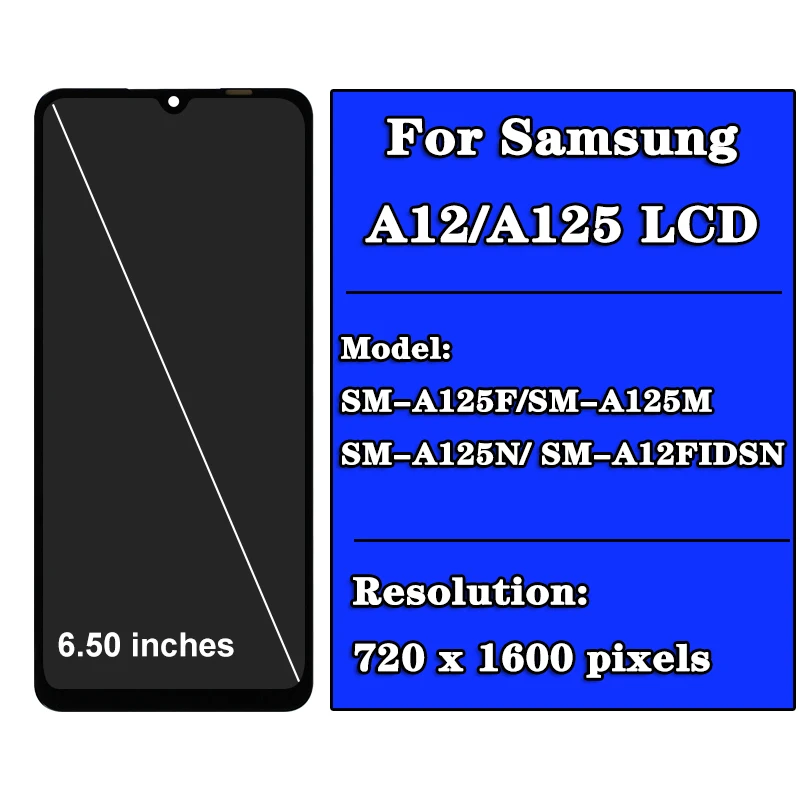 High Quality For Samsung A12 LCD SM-A12F SM-A12F/DSN LCD Display Touch Screen Digitizer Assembly For Samsung A125 lcd