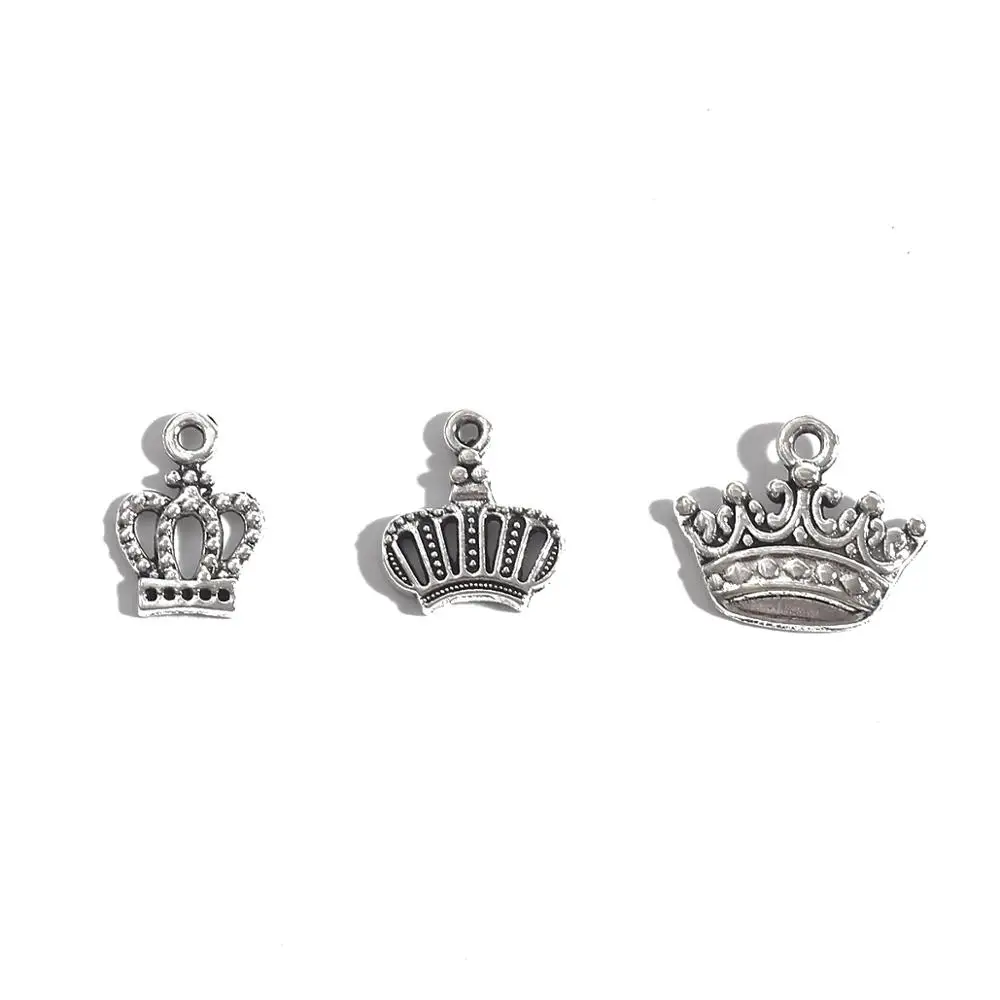 20/50pcs European Style Silver Plated Alloy Bead Hollow Crown Charms For Jewelry Making DIY Earrings Bracelet Necklace Pendants