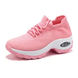 Women Running Sneakers Female Light Sports Shoes Breathable Air Cushion Flying Weaving Outdoor Walking Jogging Leisure Shoes