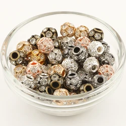 8mm 10mm Big Hole Rhinestone Crystal Beads Copper Loose Spacer Round Rondelle Beads for Jewelry Making DIY Bracelets Accessories