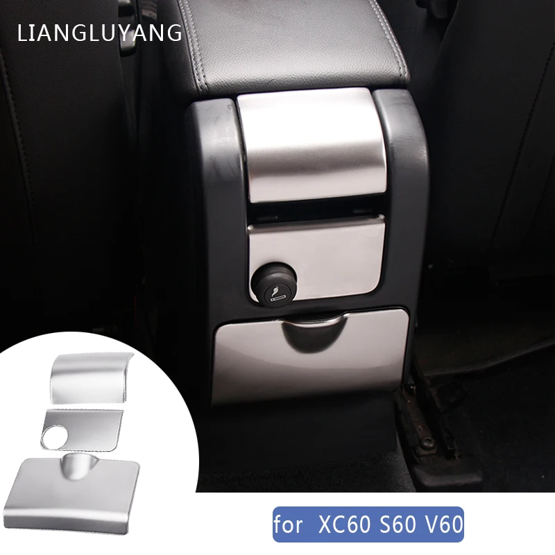 Car Styling special car armrest box decorative cover trim rear ashtray strip car accessories 3D sticker for Volvo XC60 S60 V60