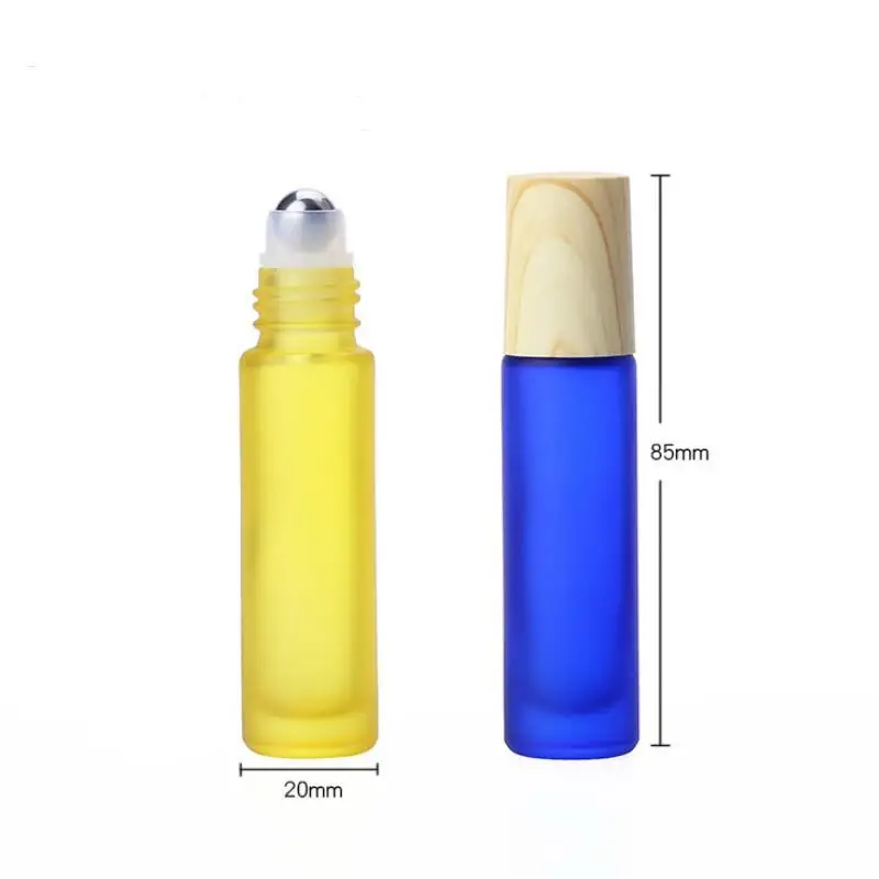 Bouteille à bille roulante pour huile essentielle, couvercle de Mars en bois coloré, verre optique conviviale ré portable, bouteille à bille roulante, LX9248, 10ml, 256