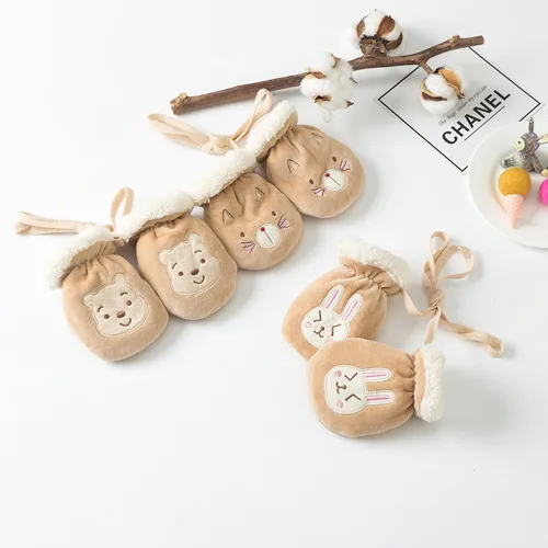 어린이 장갑 겨울 아기 전체 손가락 장갑 Thicken 유아 Anti-Grab 장갑 양 털 유아 손 따뜻하게 장갑 만화 0-3Y 