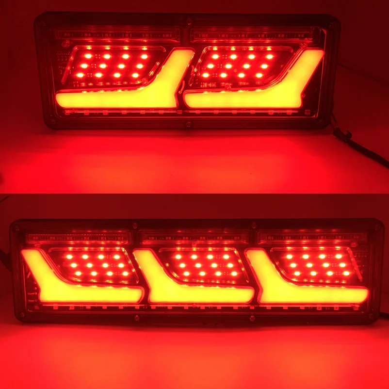 2Pcs 12V/24V Waterproof Truck LED Rear Tail Light Rear Turnning License Plate fog Stop Brake Running Reverse Lamp