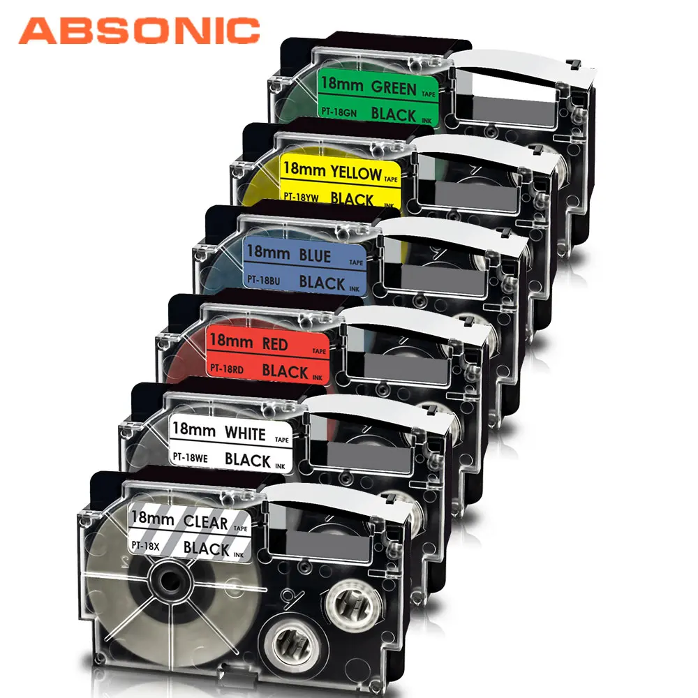 1 шт. разноцветная лента для этикеток XR-18WE XR-18RD XR-18X XR-18YW XR-18GN 3/4 дюйма, 18 мм, совместимая с Casio KL-120 KL-HD1-IH KL-750 KL-780