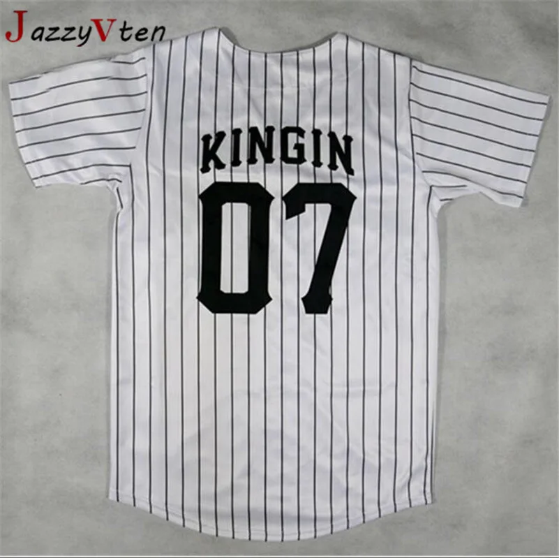 Movie jerseys Men 07# Kingin LK Baseball Jersey Whtie Drop Shipping street hiphop baseball jerseys