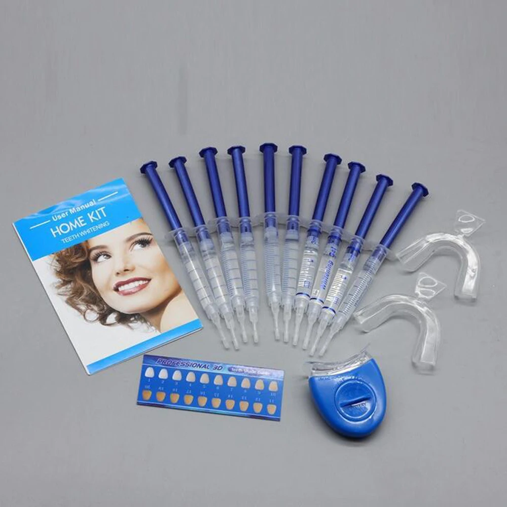 1 set Teeth Whitening 44% Peroxide Dental Bleaching System Oral Care Gel Kit Tooth Whitener New Dental White Equipment LED Light