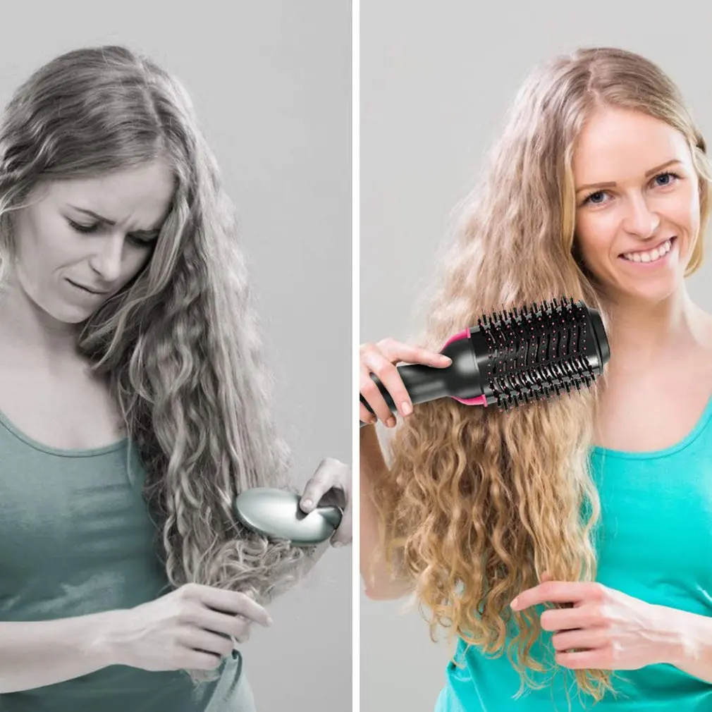 

One Step Hair Dryer & Volumizer Salon Hot Air Brush Paddle Styling Comb Negative Ion Generator Hair Straightener Curler