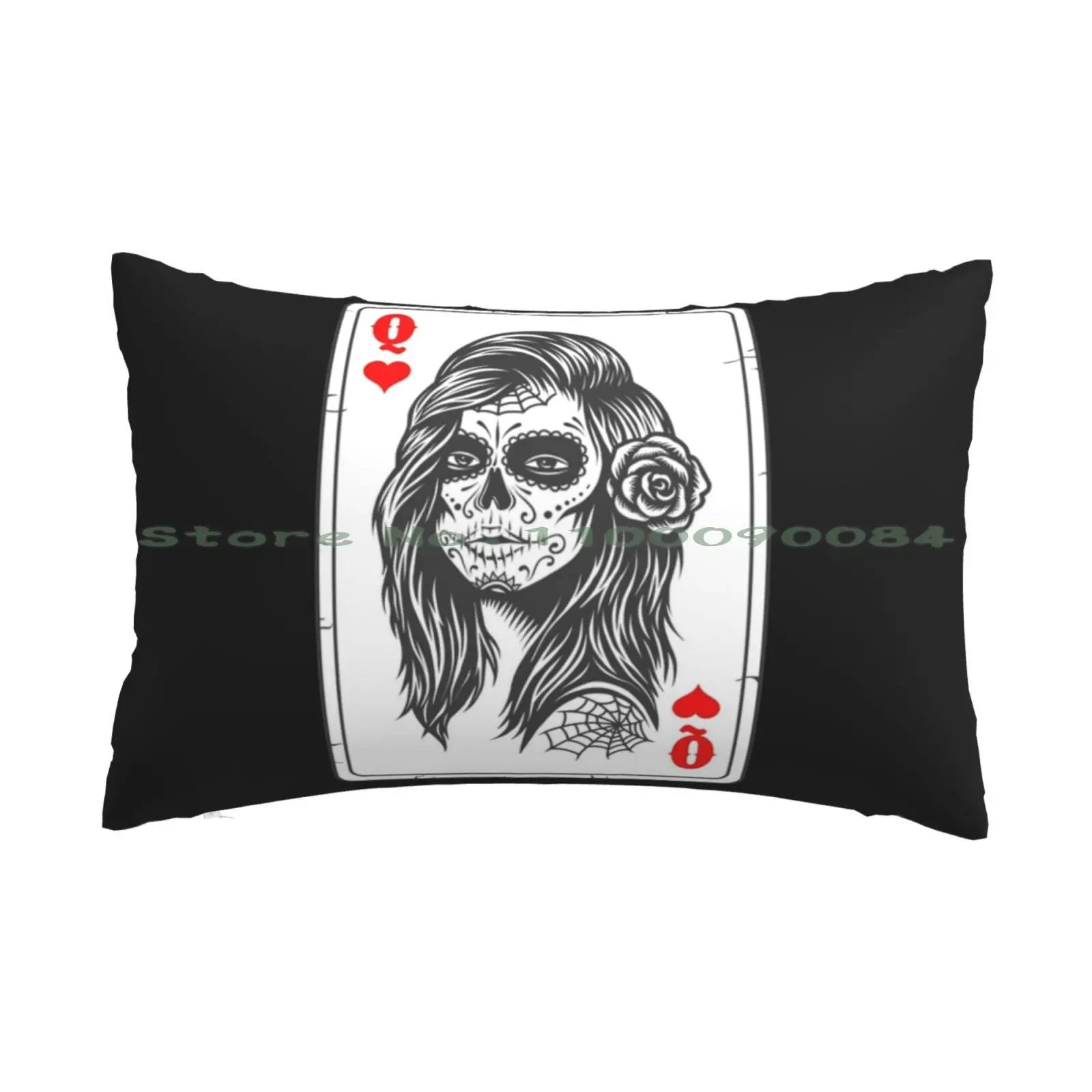 Playing Cards Queen Pillow Case 20x30 50*75 Sofa Bedroom Harvest Moon Full Moon Raven Mental Health Relationship Anxiety