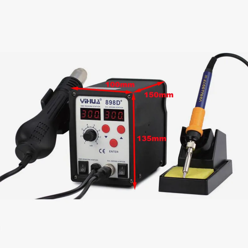 YIHUA-Estación de soldadura de retrabajo SMD 2 en 1, 220V, 898D-plus, máquina desoldadora de aire caliente, sin plomo