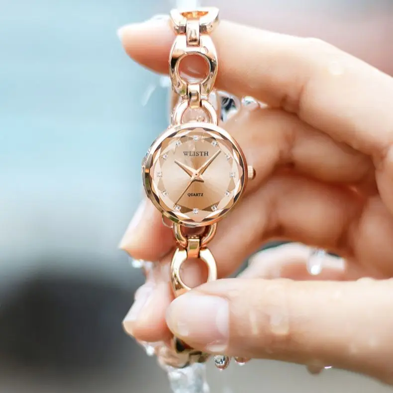 WLISTH-reloj con correa de acero fina para mujer, pulsera de cuarzo resistente al agua, elegante, para estudiantes