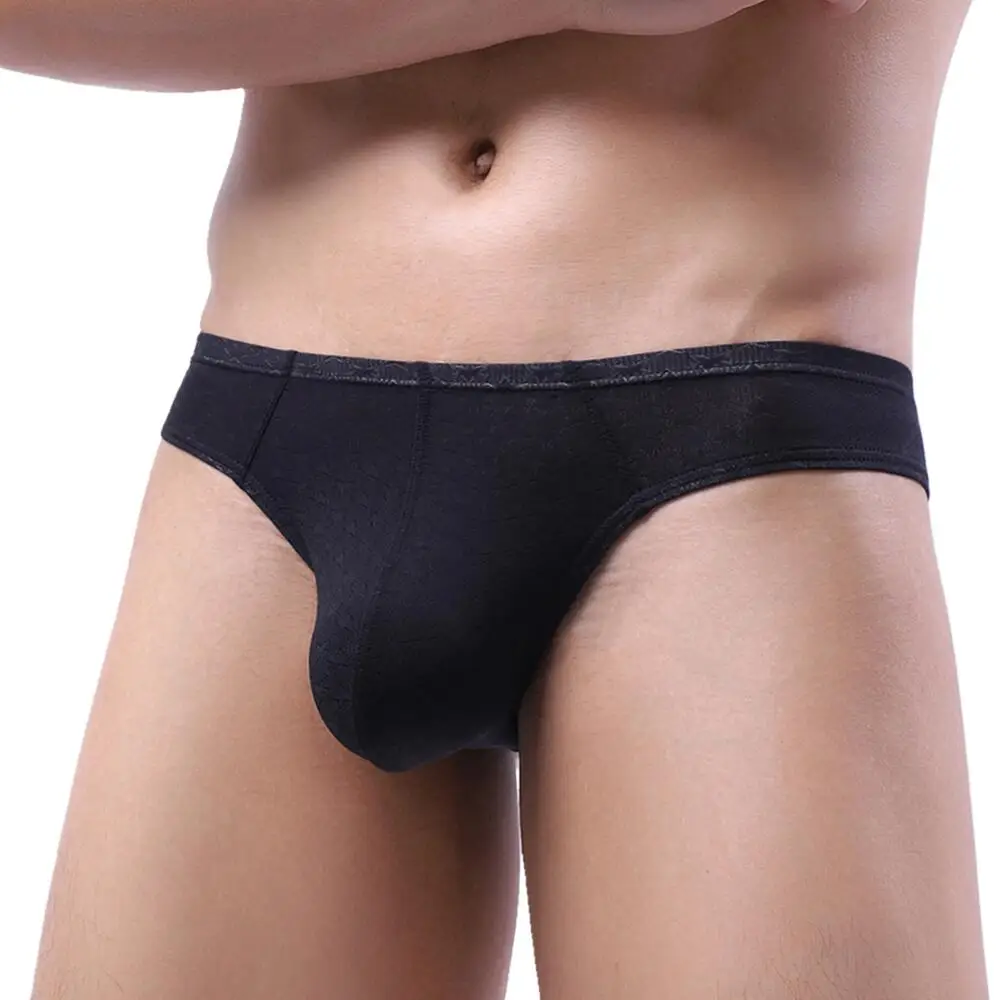 Sexy Underwear Men Transparent Thong G-String Ice Silk Lingerie Underpants Low Rise Men Briefs T-Back Panties