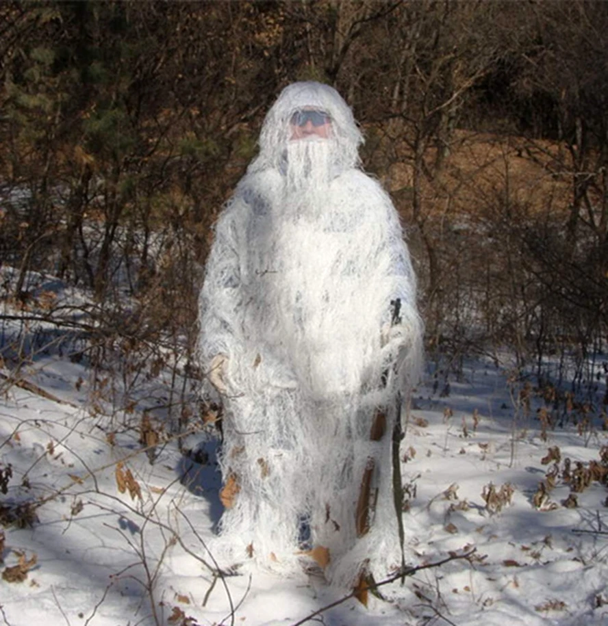 Winter White Snow Hunting Ghillie Suit Snow White Camo Clothes Snow Walking Hunting Uniform Clothes Camo Hunting Clothes