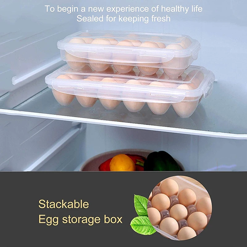 10/18 Grid Egg Storage Box Egg Tray Lid Kitchen Refrigerator Storage Container Drop Rack Fridge Egg Holder Box Organization