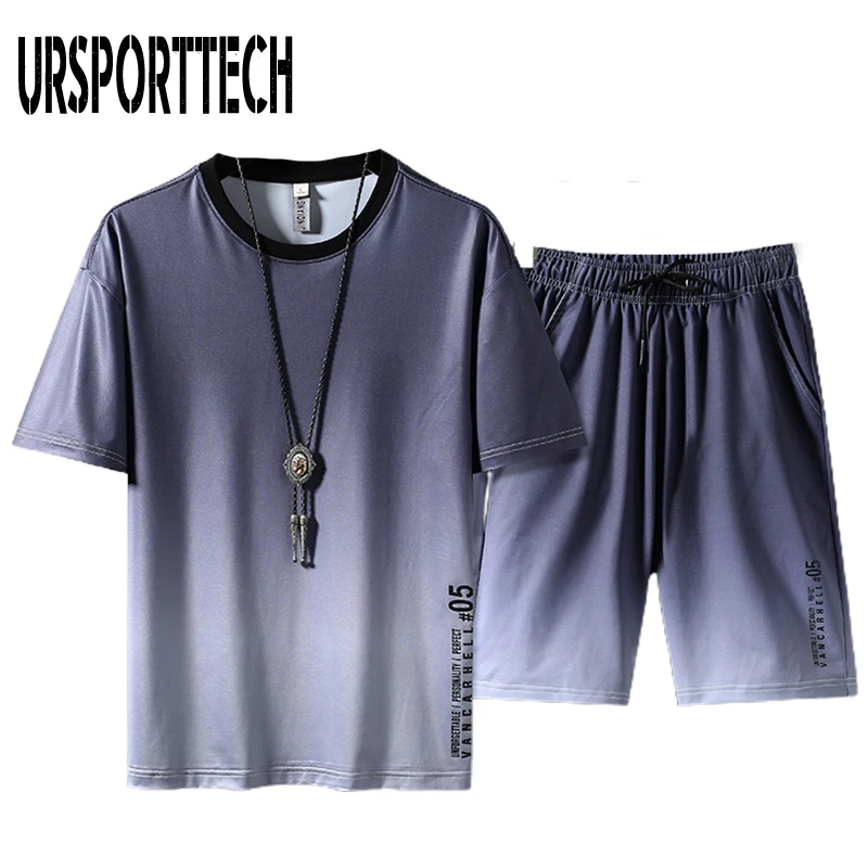 2024 Tracksuit Men sets Summer New Casual Men's Set 2 Pieces Man Suit Sportswear Outfits Short Sleeve T-shirt Shorts Joggers Set