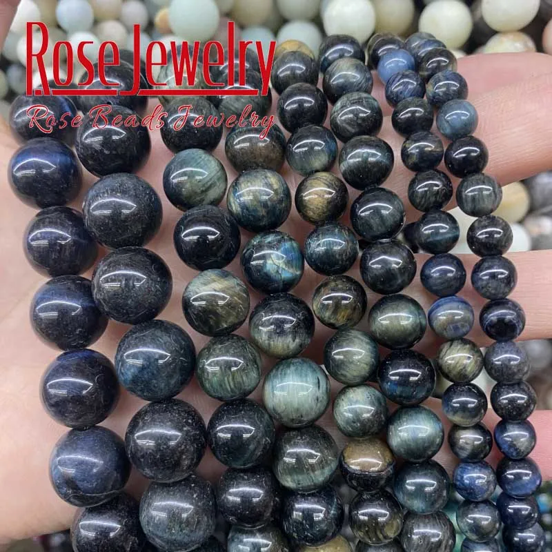 

Natural Stone Dark Blue Tiger Eye Beads Round Loose Beads For Jewelry Making DIY Bracelet Accessories 6 8 10 12 mm 15'' Strands