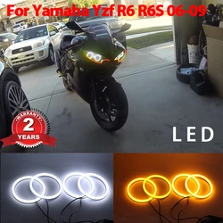 For Yamaha Yzf R6 2003-2005 R6S 2006-2009 Cotton Switchback LED Dual Color Angel Eye White Amber turn signal light