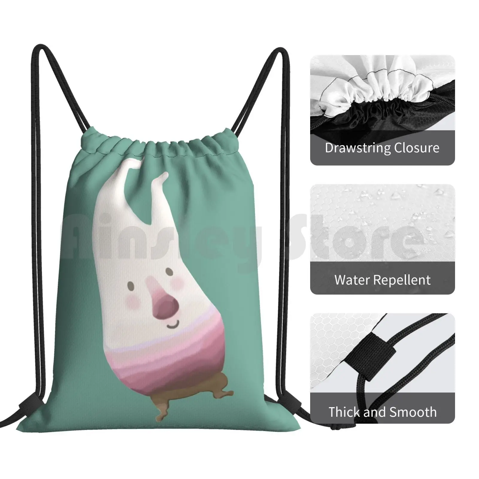 Basta Neep! Zaino borsa con coulisse equitazione arrampicata borsa da palestra Adventures Abney Teal Neep Poc Bop Rag Doll Dog Island rapa