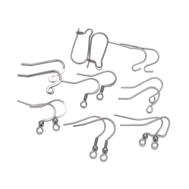 50pcs/lot 8 Shapes Stainless Steel Ear Hook Clasps Hooks Earring Findings Earwire For Jewelry Making Craft Supplies Accessories