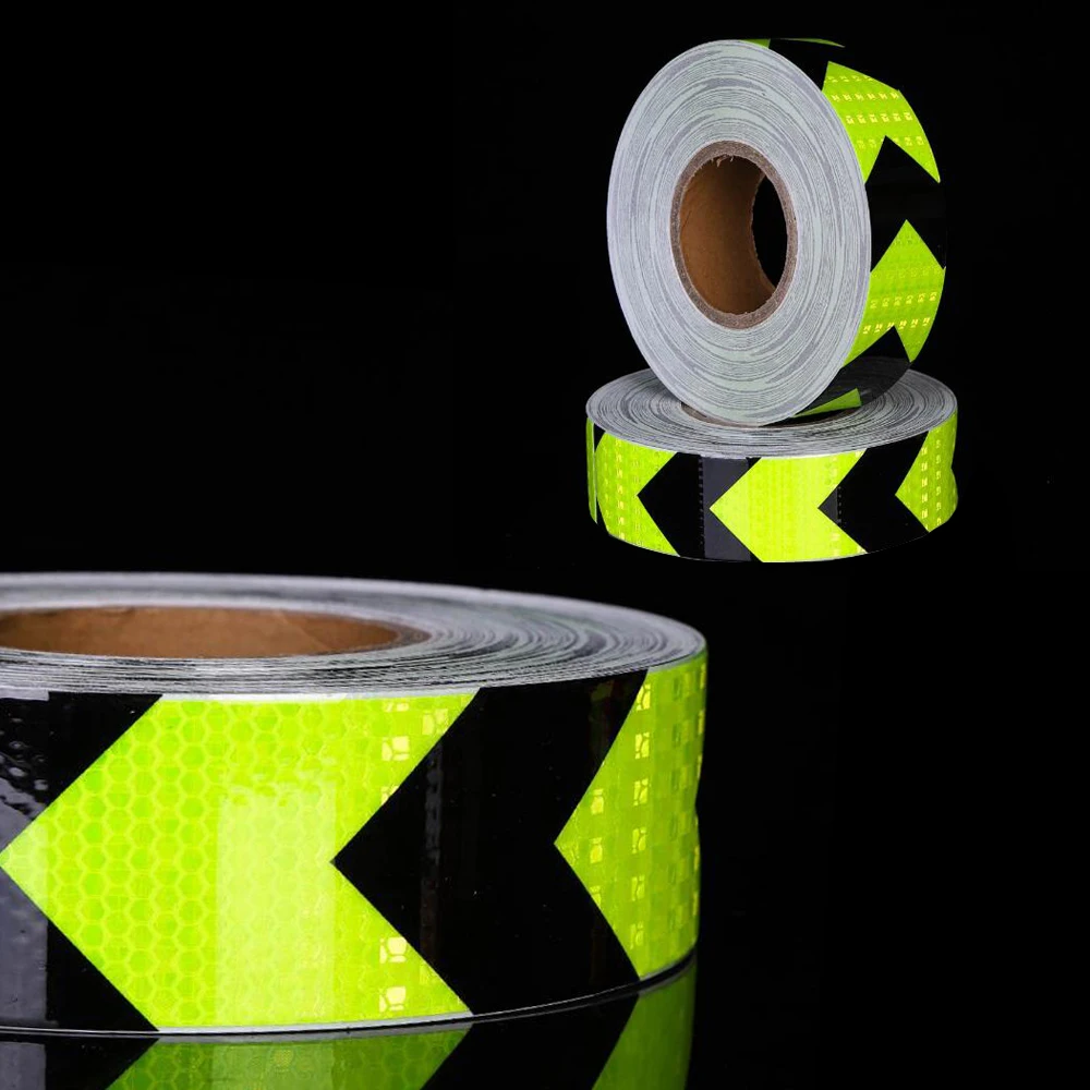 5cmx50m/Roll Green Black Arrow  Car Warning Safety Reflectante Tape Film Auto Reflector Sticker For Car Styling