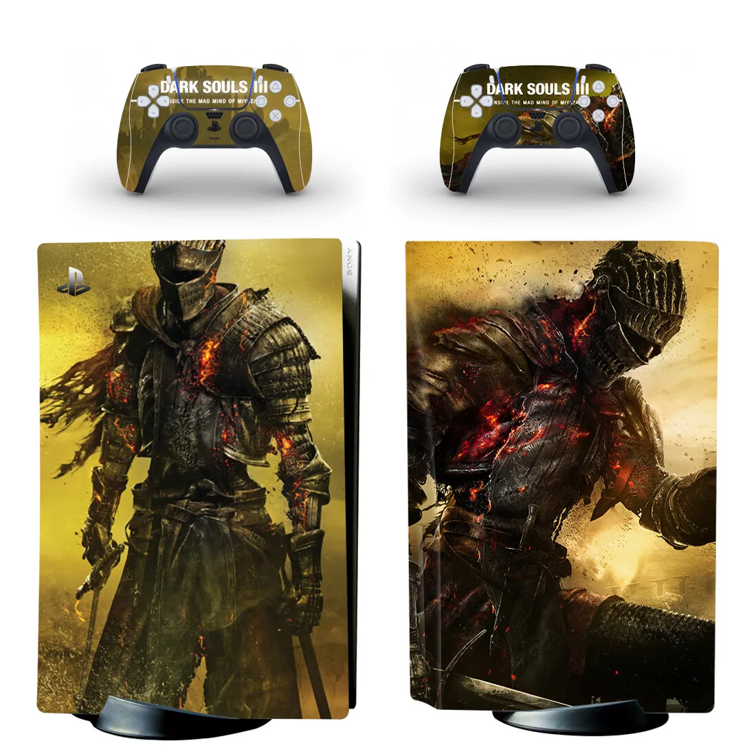 Dark Souls PS5 standardowa skórka naklejka naklejka na konsolę PlayStation 5 i 2 kontrolery PS5 Disk Skin Vinyl