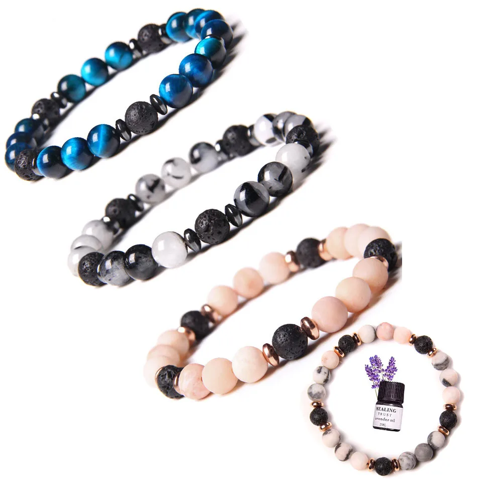 Natural stone Agate Crystal Bracelets For Men Women Essential Oils Diffuser Natural Stone Beads Bracelets Fashion New Jewelry