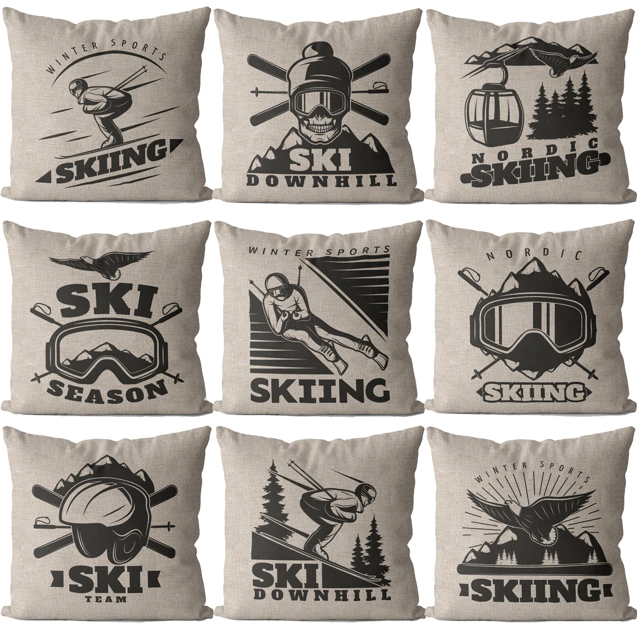 

Nordic Skiing Extreme Sports Winter Sports Pillowcase Cushion Cushion Cover Sofa Home Decoration 40x40 45x45