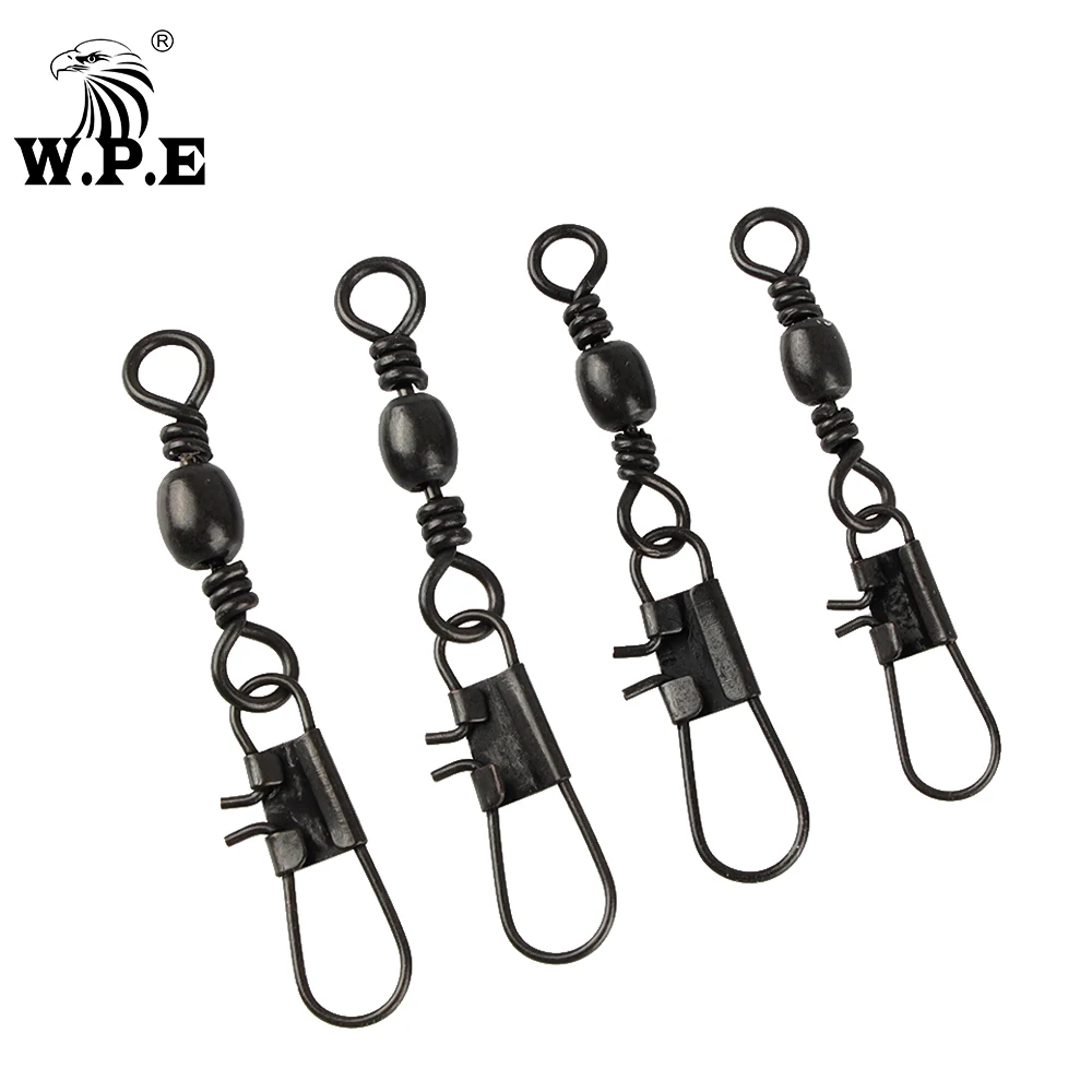 

W.P.E 30/50pcs Fishing Swivel 5#-8# Fishing Connector Barrel Swivel Interlock Snap Pin Rolling Lure Fishhook Fishing Tackle