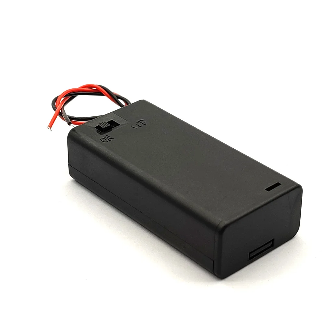 Hohe Qualität 2AA 3V Batterie Fall Halter AA Batterie Box Basis Sockel Mit Drähte, Schalter und Abdeckung, batterie Fall aa