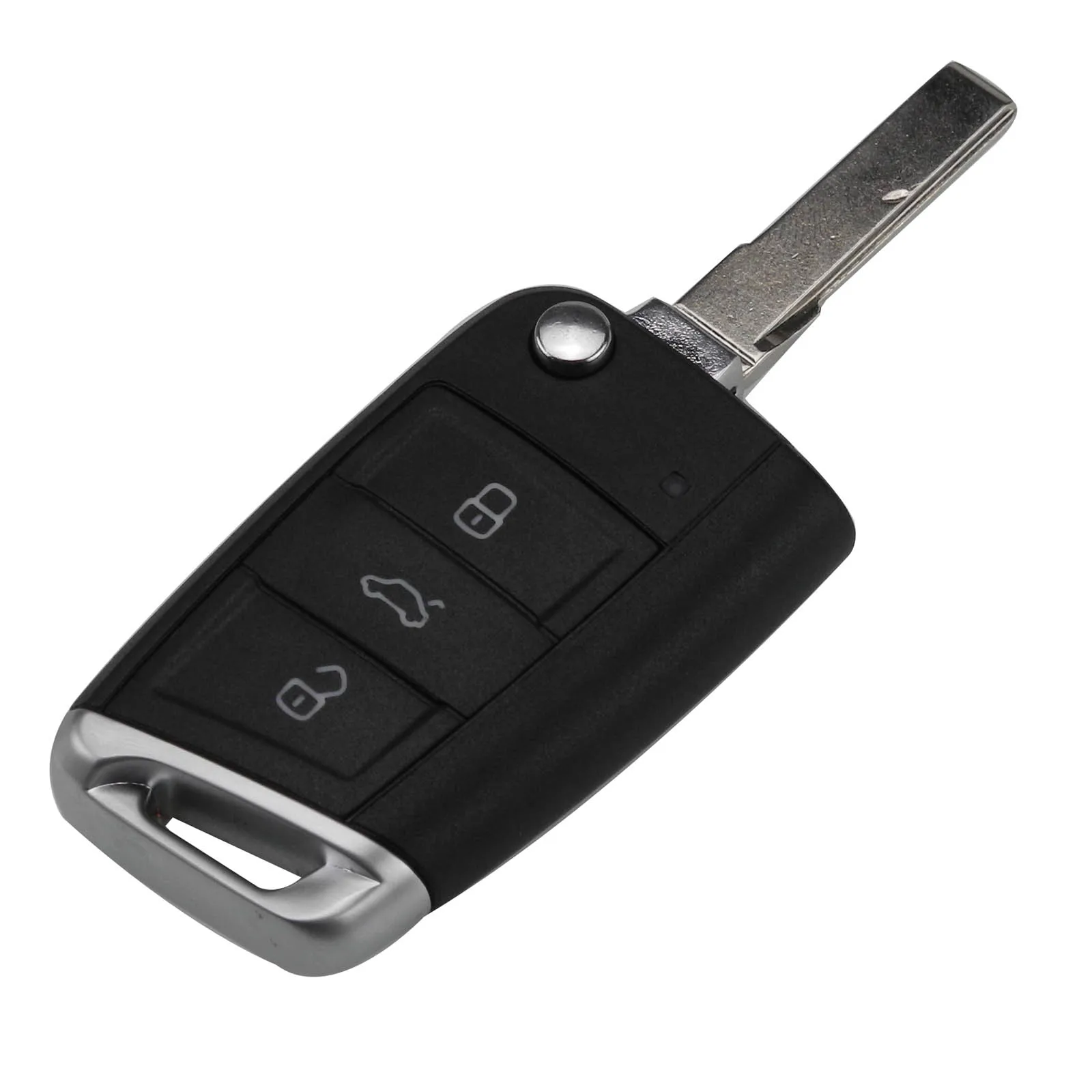 Jingyuqin Fernbedienung Auto Schlüssel Fall Shell Für Volkswagen VW Golf 7 Käfer Jetta Bora Passat Polo Tiguan 3 Taste Chrom HU66 HU162T