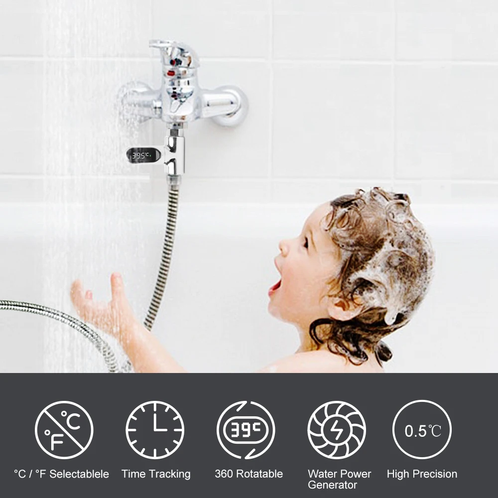 LED Display Hot Tub Water Temperature Monitor Electricity Home Bathing Temperature Meter Shower Faucets Water Thermometer