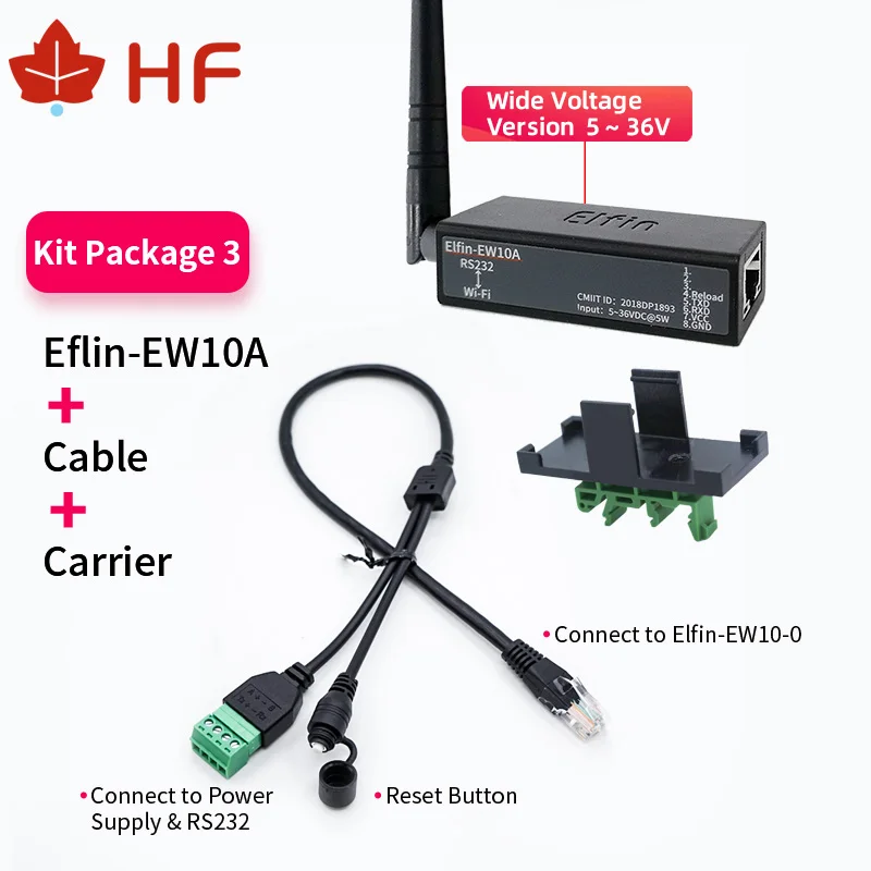 EW10A 5-36V Wireless Networking Devices Modbus TPC IP Function RJ45 RS232 to WIFI Serial Server Elfin-EW10-0