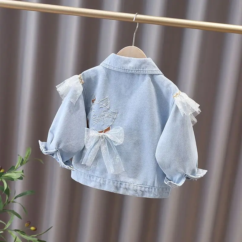 Kids Girls Denim Jacket 2024 Spring and Autumn New Children\'s Jacket Top Girls Baby Casual Jacket Jeans Girls Coat