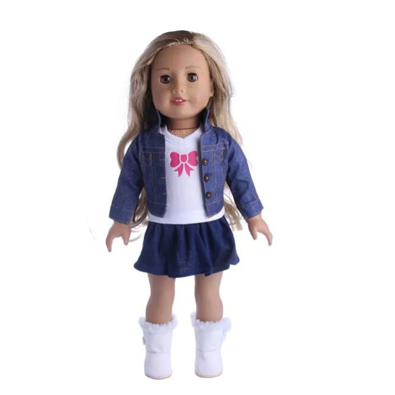 Doll Clothes 3pcs/Set T-shirt/Hat+Knitted Sweater+Skirt Suit For 18 Inch American&43CM Reborn Baby New Born Doll ,Girl\'s Toy DIY