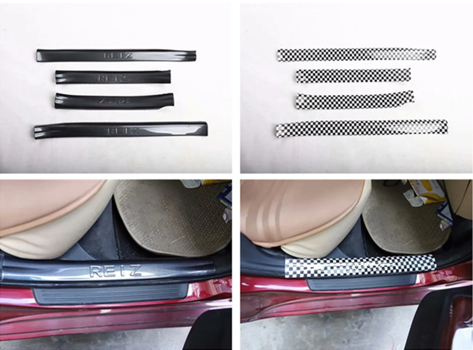 

Free shipping 4pcs/lot ABS Carbon fiber grain Door Sill pedal Scuff Plate for 2010-2016 Toyota REIZ