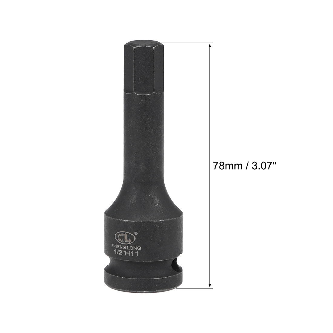Prohex 1/2-Inch Drive X 11 Mm Impact Hex Bit Socket, Metrik 3 "Panjang, CR-MO
