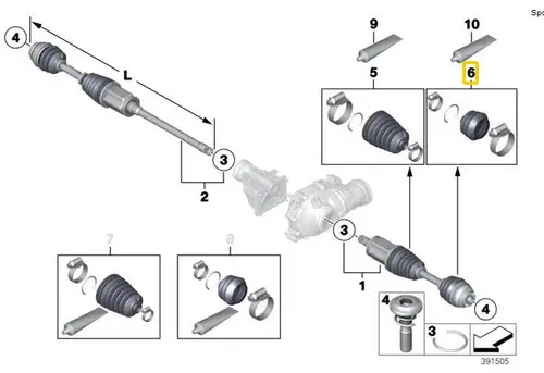 Imagen 2 del producto Kit de arranque de junta de eje delantero exterior C/V para BMW X5 F15 X6 F16 31607608096, 1 unidad