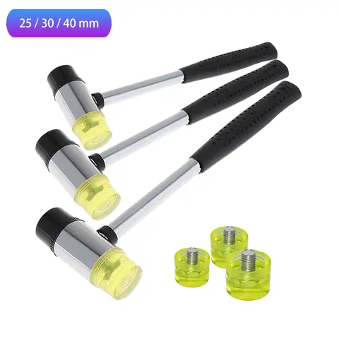 25mm 30mm 40mm 고무 망치 양면 작업 글레이징 창 나일론 망치, 둥근 머리 및 미끄럼 방지 손잡이 DIY 수공구
