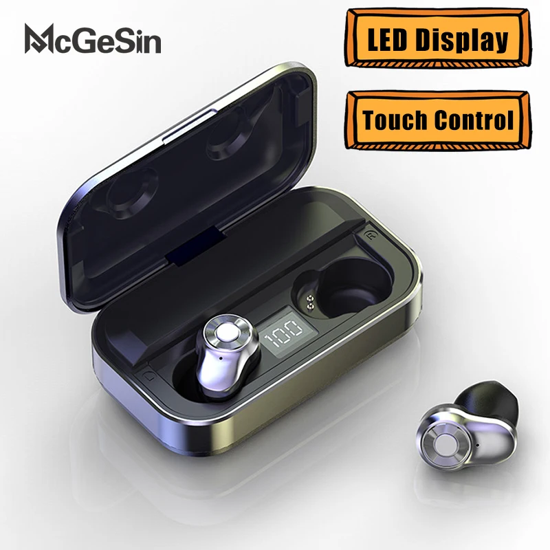 A6 TWS Earphones Bluetooth Wireless Headset Touch Control Earbuds Music Earphone With LED Power Display 1200mAh Charging Box