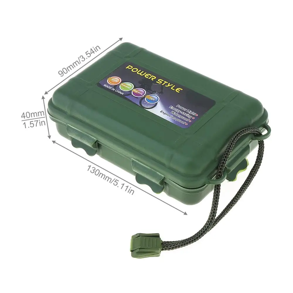 Boîte de rangement universelle en plastique vert étanche anti-chute, adaptée aux outils de boîtier de chargeur de batterie de lampe de poche,