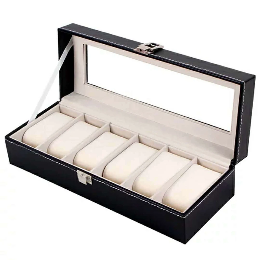 6/10/12/20 Slots Watch Box Clock Storage Box Faux Leather Wrist Watch Men/Watch Display Case Watch Jewelry Organizer