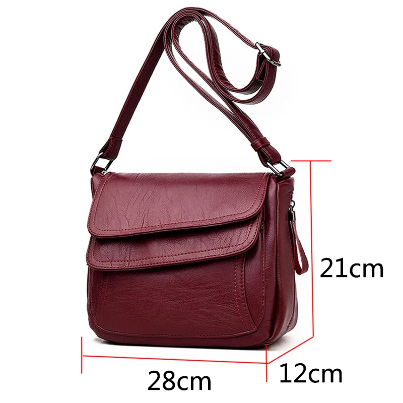 Genuine Leather Sheepskin Crossbody Bag Women Double Layer Messenger Bag Simple Shoulder Bag New Female Purse Wild Handbag Bolso