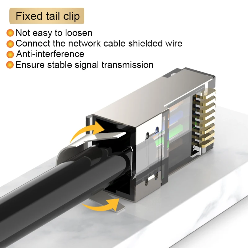 xintylink CAT8 CAT7 CAT6A rj45 connector 50U ethernet cable plug network SFTP FTP STP shielded jack pass through 1.5mm hole