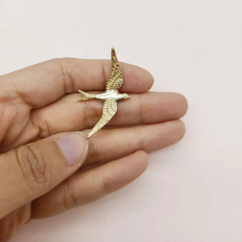 10 PCS 37x23mm Metal Alloy KC Gold Plated Lucky Bird Swallow DIY Handmade Accessories For Jewelry Making