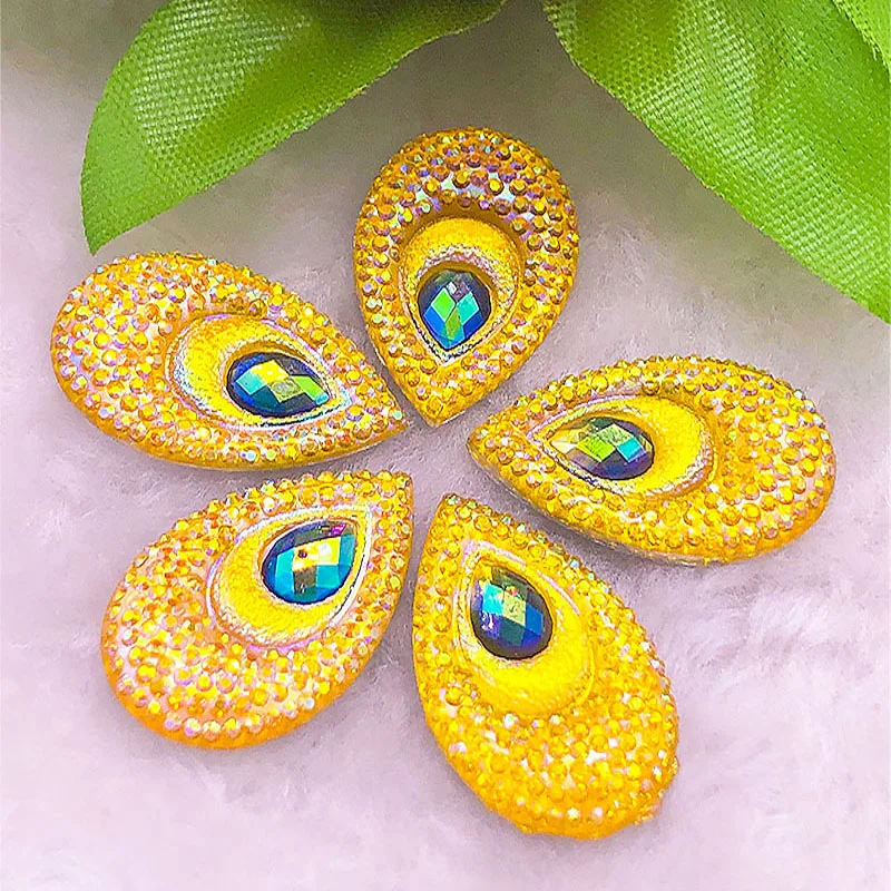 18*28mm 20pcs Shine Crystal AB Resin Water Drop Sew on Rhinestone Sew on Stones Buttons for DIY Garment Jewelry